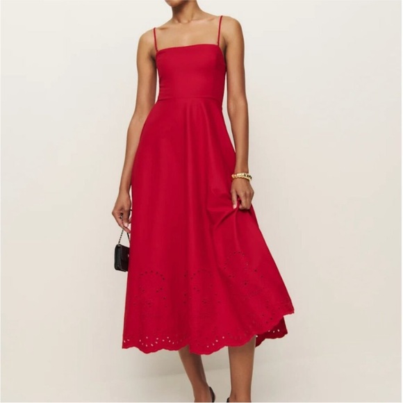 Reformation Cherie cotton dress in lipstick - size 4